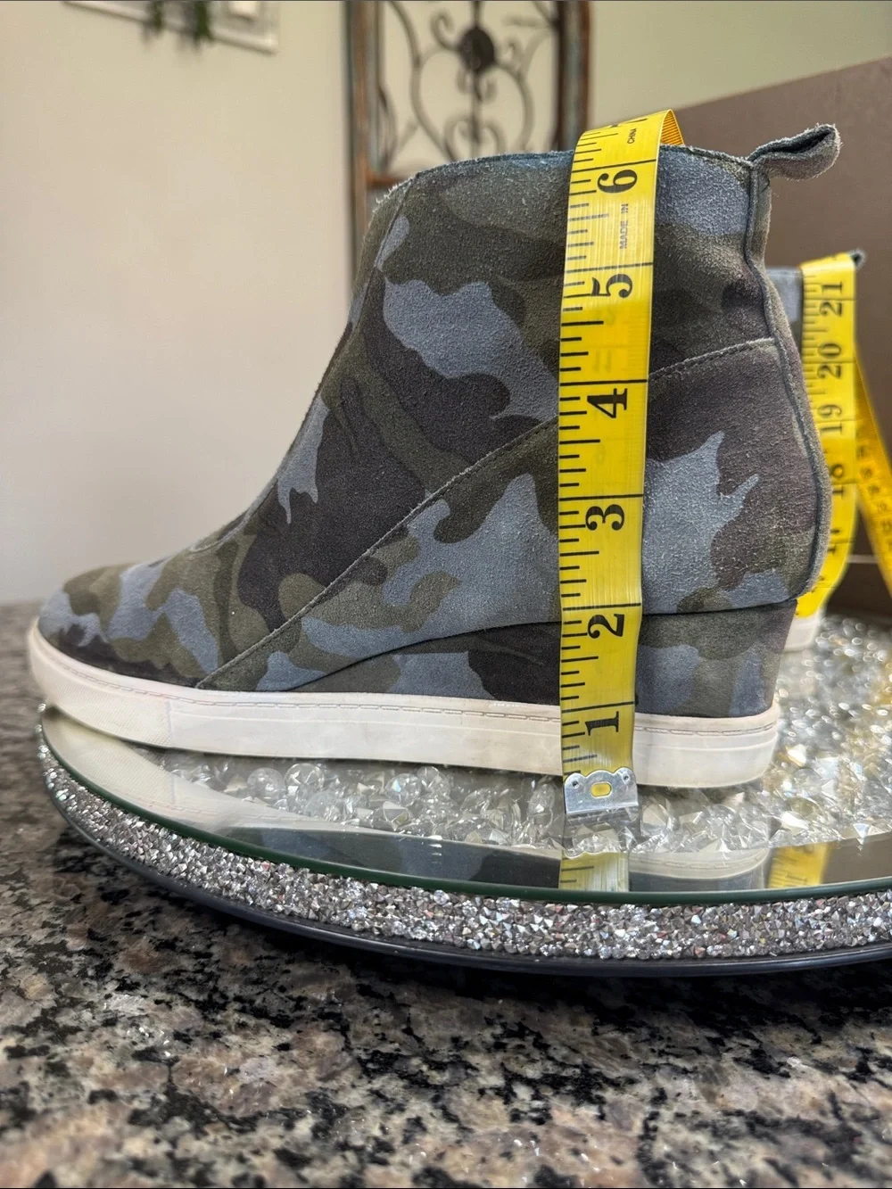 Lines Paolo suede Green and blue Camo Wedge Sneaker